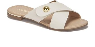 Andrea Womens Slip-On Flat Sandal In Bone