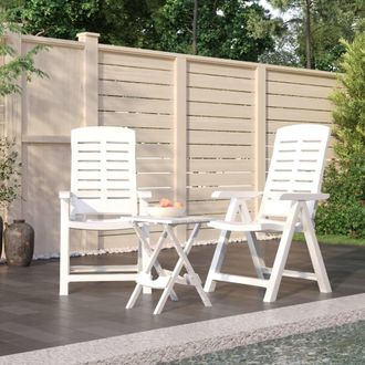 Berkfield Home 3 Piece Garden Dining Set White Polypropylene