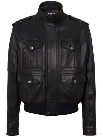 Balmain long-sleeve leather jacket - men - Lambskin - 48 - Black
