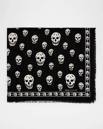 Alexander McQueen Classic Skull Wool Scarf