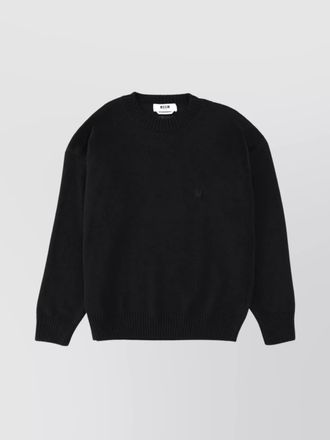 Msgm crew neck sweater with ribbed cuffs and hem