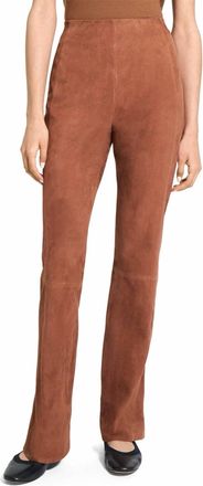 Theory Suede Slit Hem Pants In Brown