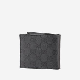 Gucci Mens Bi-Fold Wallet Essence Classic Black Cotton & Cardholders