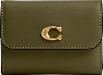 Coach Womens Essential Card Holder Wallet - Green Leather - One Size
