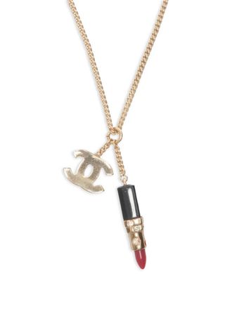 Chanel 2004 Chanel CC Mark lipstick motif necklace - Gold