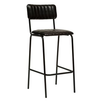 Atmosphera Atmosphera - Silla De Bar dario Negra - Metal Y Cuero Cr&eacute;ateur DInt&eacute;rieur