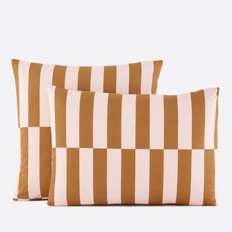 La Redoute Interieurs Kussensloop in 50% gerecycled katoen, geometrische print, TABAKA CARAMEL
