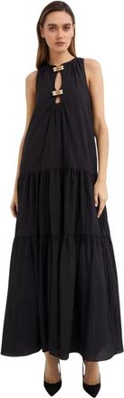 Acler Zwarte Maxi Jurk met Blote Schouders - Dames - Maxi kleedjes - Zwart - S - Katoen - Kleedjes