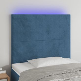 vidaXL Cabecero Con Luces Led Terciopelo Azul Oscuro 100x5x118/128 Cm Vidaxl