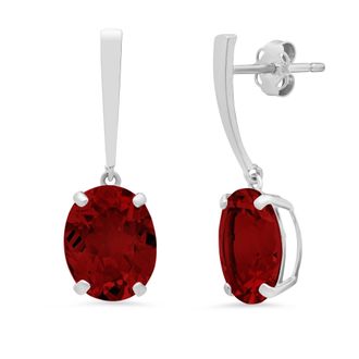 MAX + STONE 14k White Gold Solitaire Oval-Cut Gemstone Drop Earrings (10x8mm)