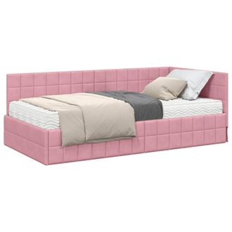 vidaXL Estructura De Cama Esquina Con Colch&oacute;n 2 Uds. Rosa 100 X 200 Cm Vidaxl