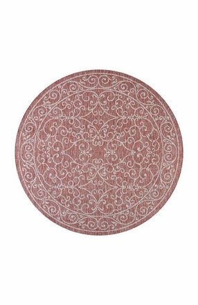 Jonathan Y Designs Charleston Vintage Filigree Textured Weave Indoor/Outdoor Round Area Rug in Red/beige at Nordstrom, Size 5Ft 0In X 5Ft 0In