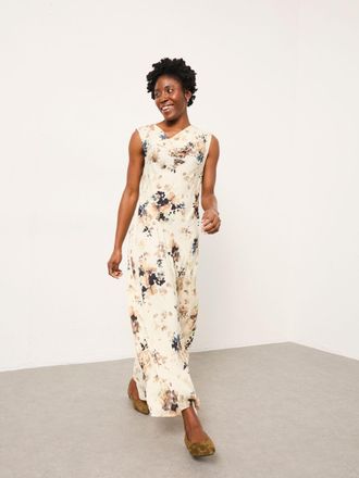Fat Face FatFace Liza Ivory Floral Regular Cowl Neck Midi Dress