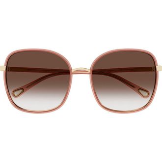 Chlo&eacute; 56mm Gradient Square Sunglasses in Red at Nordstrom