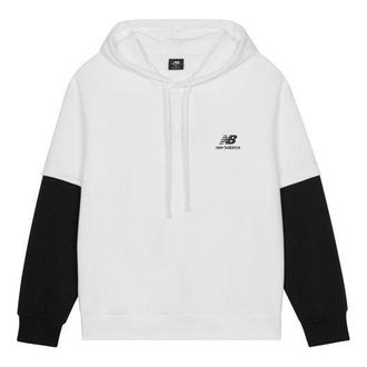 New Balance Color Block Drawstring Hoodie White Black AMT13342-SST