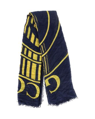 Gucci Gucci Logo Schijf Sjaal in Navy Blauw Katoenzijde