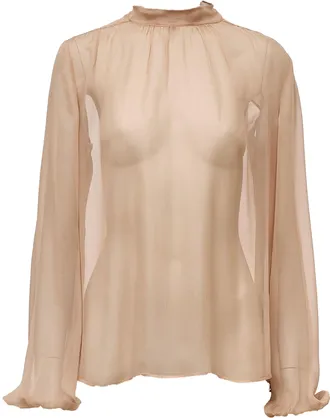 N&deg;21 Silk Transparent Bow Blouse