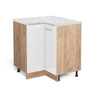 Vicco Armario De Esquina R-line, Blanco Alto Brillo, 75.6 Cm Et M&aacute;rmol