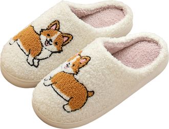 Generic House Slippers for Women Cute Cartoon Animal Print Plush Fluffy Warm Winter Shoes Memory Foam Slippers Womens Indoor Outdoor Slip On Non-Slip Slides B