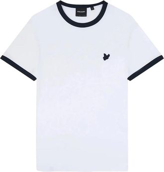Lyle & Scott Mens Lyle & Scott Tonal Ringer White T Shirt - White/White - Size: 38