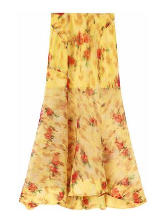 Ganni Yellow midi skirt