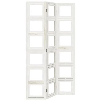 vidaXL Biombo Separador De 3 Paneles Madera Maciza Paulownia Blanco Vidaxl