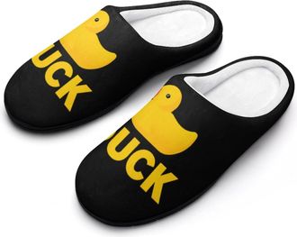 Generic Cute Rubber Duck Mens House Slippers Memory Foam Washable Cotton Slip on Home Shoes