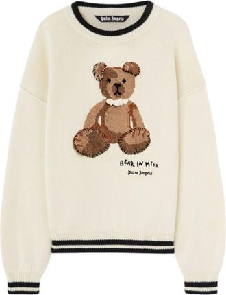 Palm Angels Bear In Mind Sweater Off White Brown PMHE007S25KNI0010360
