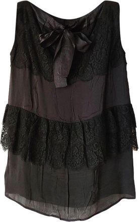 Prada Black satin & lace sleeveless top Size 40