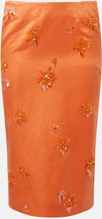 Shushu/Tong Embellished linen and silk slip skirt