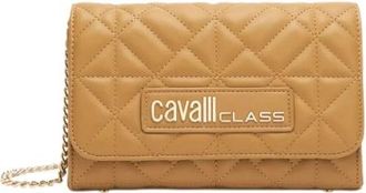 Roberto Cavalli Schoudertas met Ketting Schouderband en Stikpatroon - Dames - Schoudertassen - Bruin - ONE Size - Tassen