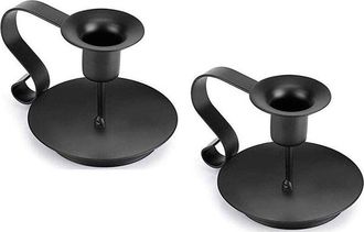 OEM Portavelas, Candelabro Vintage De Hierro Forjado Con Asa Para Mesa De Comedor, 12 X 12 X 8 Cm, 2 Unidades, Color Negro