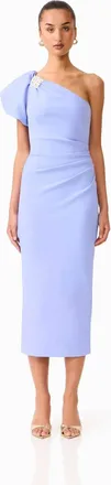Elliatt Olenna Puff Sleeve Midi Dress In Blue