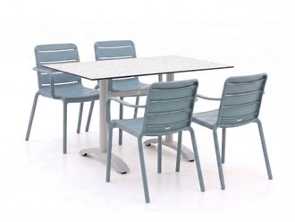 Forza Furniture Forza Narni/Lisio 120cm dining tuinset 5-delig stapelbaar