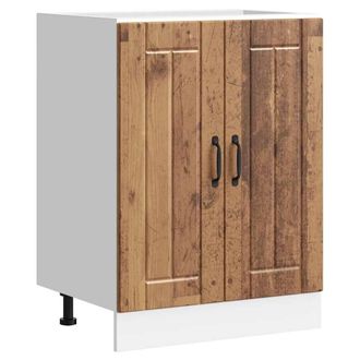Berkfield Home Sink Base Cabinet Lucca Old Wood Engineered Wood in Brown