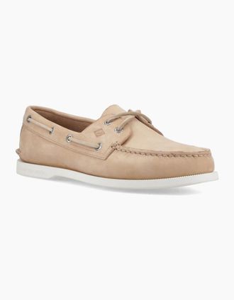 Sperry Top-Sider Mens Sperry Authentic 2 Eye Boat Leather Mens Linen Multi Boat Shoes - Cream - Size: 11