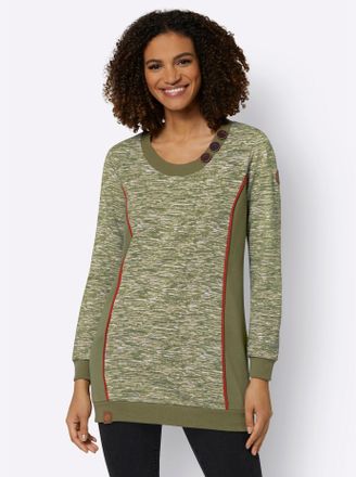 Casual Looks Sweatshirt CASUAL LOOKS, Damen, Gr. 36, gr&uuml;n (olive, wei&szlig;, meliert), 100% Baumwolle, Einsatz:35% Baumwolle, 65% Polyester, bedruckt, gemustert, mehrfa