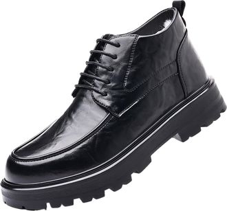 Generic Mens Winter Wool-Lined Lace-Up Dress Shoes for Business and Casual Wear, Non-Slip Durable Rubber Sole, Artificial Leather(7.5 UK) Black