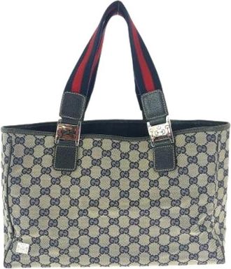 Gucci Pre-owned Tote Bags, female, Blue, Size: ONE SIZE Pre-owned GG Canvas 2way Tote Bag