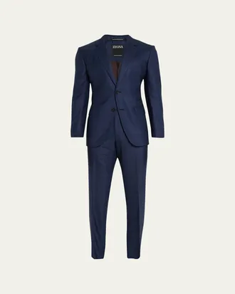 Ermenegildo Zegna Mens Centoventimila Tonal Plaid Wool Suit