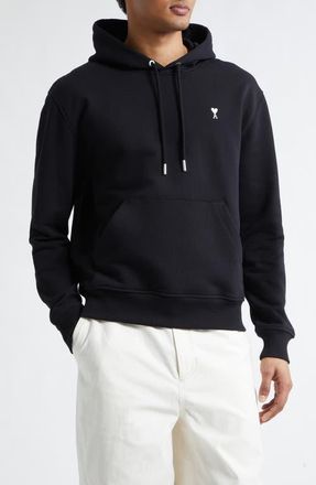 Ami Embroidered Ami de Coeur French Terry Hoodie in Noir/Blanc Creme at Nordstrom, Size X-Large