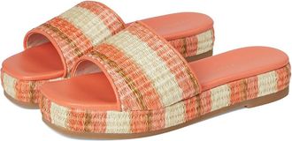 Jack Rogers Bay Flatform Sandal - Raffia Womens Wedge Shoes Melon Stripe : 8.5 M, Leather
