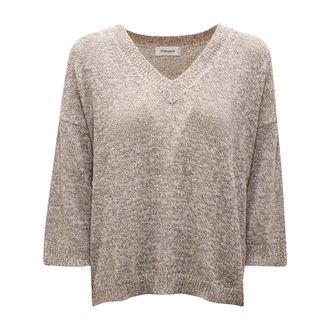KANGRA Pull Boxing - Dames - V-hals truien - Beige - L - Katoen - Truien & Vesten