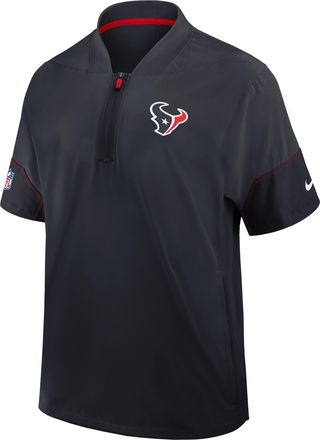 Nike Houston Texans Sideline Coach Nike Mens NFL 1/2-Zip Short-Sleeve Hooded Jacket in Blue | 03BO0BAJ9H-2J5