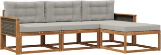 vidaXL Conjunto De Sof&aacute;s De Exterior 4 Uds. Natural Y Gris Claro Vidaxl