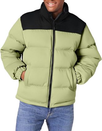 Generic VYLYNL Mens Padded Puffer Jacket Stand Collar Insulated Down Jacket Solid Color Winter Coat Regular Water-Resistant Travelling Walking Quilted Coats C