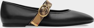 Burberry Robin Check-Strap Leather Ballerina Flats