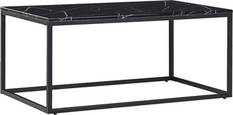 Beliani Beliani - Mesa De Centro De Efecto M&aacute;rmol Negro 100 X 60 Cm Base De Metal Industrial Dorris