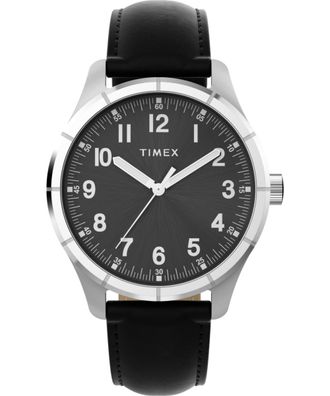 Timex Main Street Mens Black Watch TW2Y16100 Leather - One Size