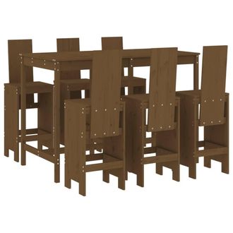 Berkfield Home 7 Piece Garden Bar Set Honey Brown Solid Wood Pine